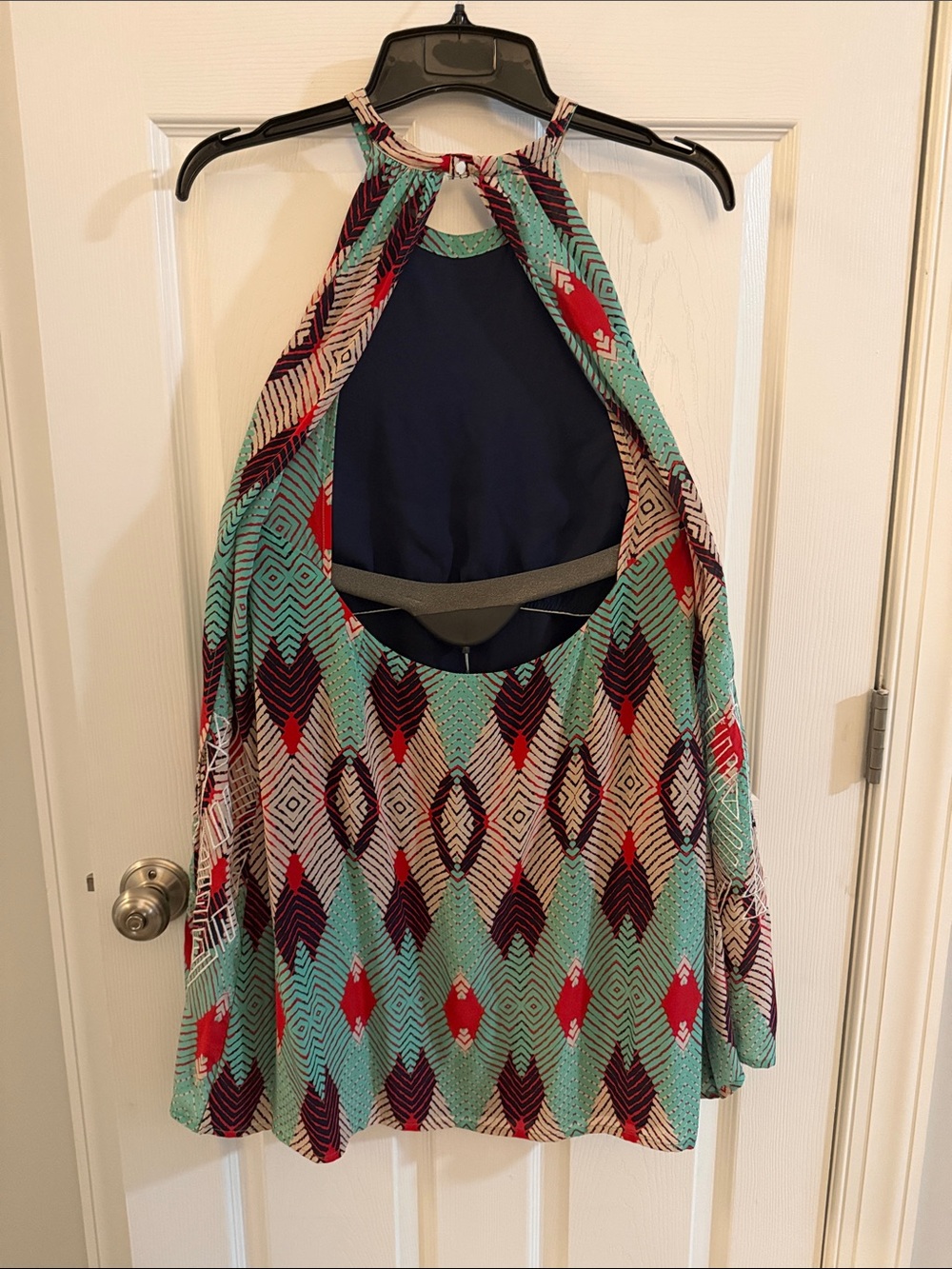 Chloe Oliver Mint Geometric Backless Halter Dress - Picture 4 of 5